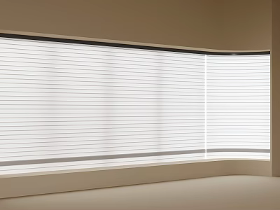 White Blinds for Curved Window in Modern Interior with Soft Natural Light Filtering 3d model