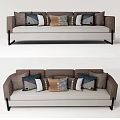 Modern Sectional Sofa With Neutral Upholstery Black Metal Legs And Mixed Color Patterned Cushions