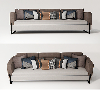 Modern Multi-person Sofa Casual Sofa Long Sofa Pillow 3d model