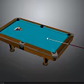 Professional Billiard Table with Blue Felt Surface Colored Balls Cue Stick and Wooden Frame