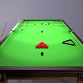 Billiard Table With Green Felt Surface Billiard Balls And Cues For Leisure Play