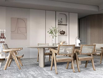 Qui Ji Restaurant Home Restaurant Home Decoration Restaurant Dining Table and Chair Home Decoration Dining Table 3d model