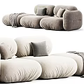 Cozy Modern Sectional Sofa With Soft Cushions Gray Pillows And Throw Blanket 3d model