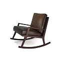 Modern Wooden Rocking Chair with Patterned Backrest and Leather Seat for Comfortable Home Leisure