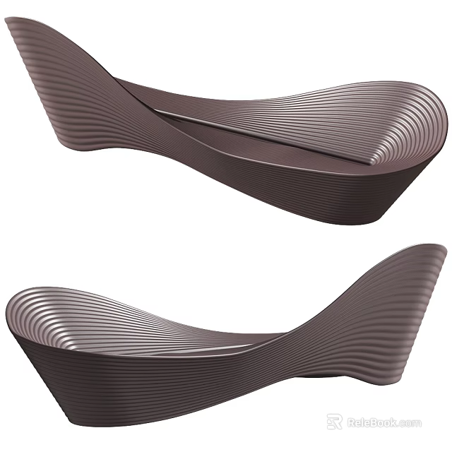 Modern Dark Brown Outdoor Sofa with Wavy Texture and Sleek Curved Lines 3d model 