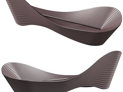 Modern Dark Brown Outdoor Sofa with Wavy Texture and Sleek Curved Lines 3d model