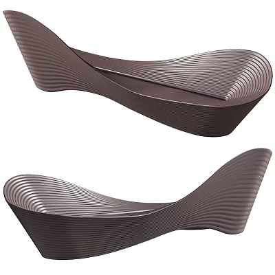 Modern Dark Brown Outdoor Sofa with Wavy Texture and Sleek Curved Lines 3d model