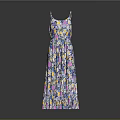 Women's Colorful Floral Print Long Dress With Spaghetti Straps And Lightweight Fabric
