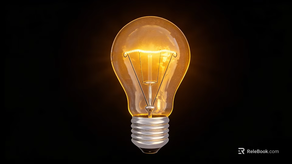 Decorative Light Bulb With Illuminated Warm Yellow Glow Transparent Glass And Silver Base 3d model 