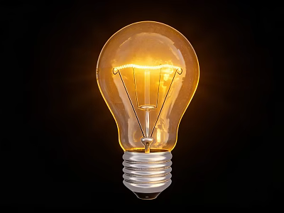 Decorative Light Bulb With Illuminated Warm Yellow Glow Transparent Glass And Silver Base 3d model