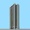Modern High Rise Residential Building With Multiple Windows And Blue Sky Background 3d model