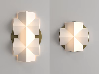 Modern Geometric Wall Sconce With White Shade And Gold Metal Base Design 3d model