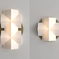Modern Geometric Wall Sconce With White Shade And Gold Metal Base Design