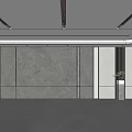 Elegant Modern Front Desk Reception Area With Marble Wall Green Plants And Simple Design
