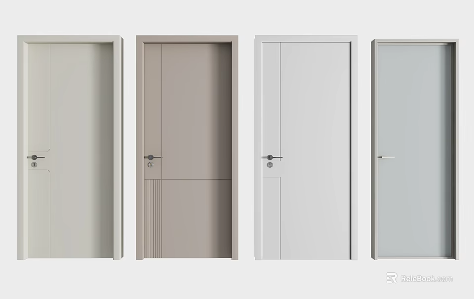 Modern Interior Hinged Doors With Various Sleek Designs And Color Options 3d model 