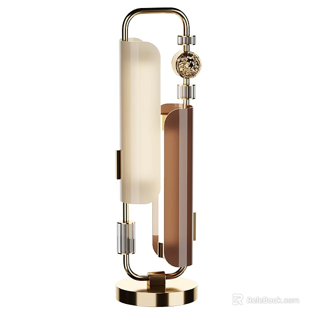 Modern Table Lamp With Sleek Metallic Frame And Cylindrical Frosted Glass Shade 3d model 