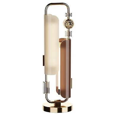 Modern Table Lamp With Sleek Metallic Frame And Cylindrical Frosted Glass Shade 3d model