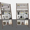 Modern Metal Open Bookshelf With Multi Layer Storage For Magazines And Newspapers 3d model