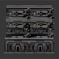 Industrial Mechanical Structure With Layered Metal Frames Multiple Cylinders And Engines 3d model