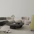 Modern Simple Sofa Combination Sofa Coffee Table Combination Special-shaped Sofa Public Sofa Leather Sofa 3d model