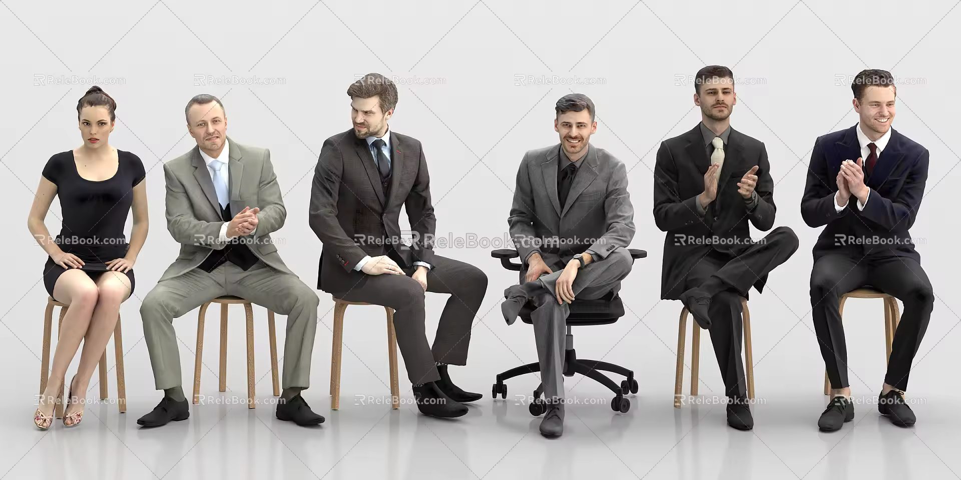 Modern multi-person sitting office 3d model