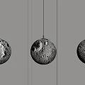 Three Moon Surface Textured Pendant Lights for Modern Minimalist Interior Design 3d model