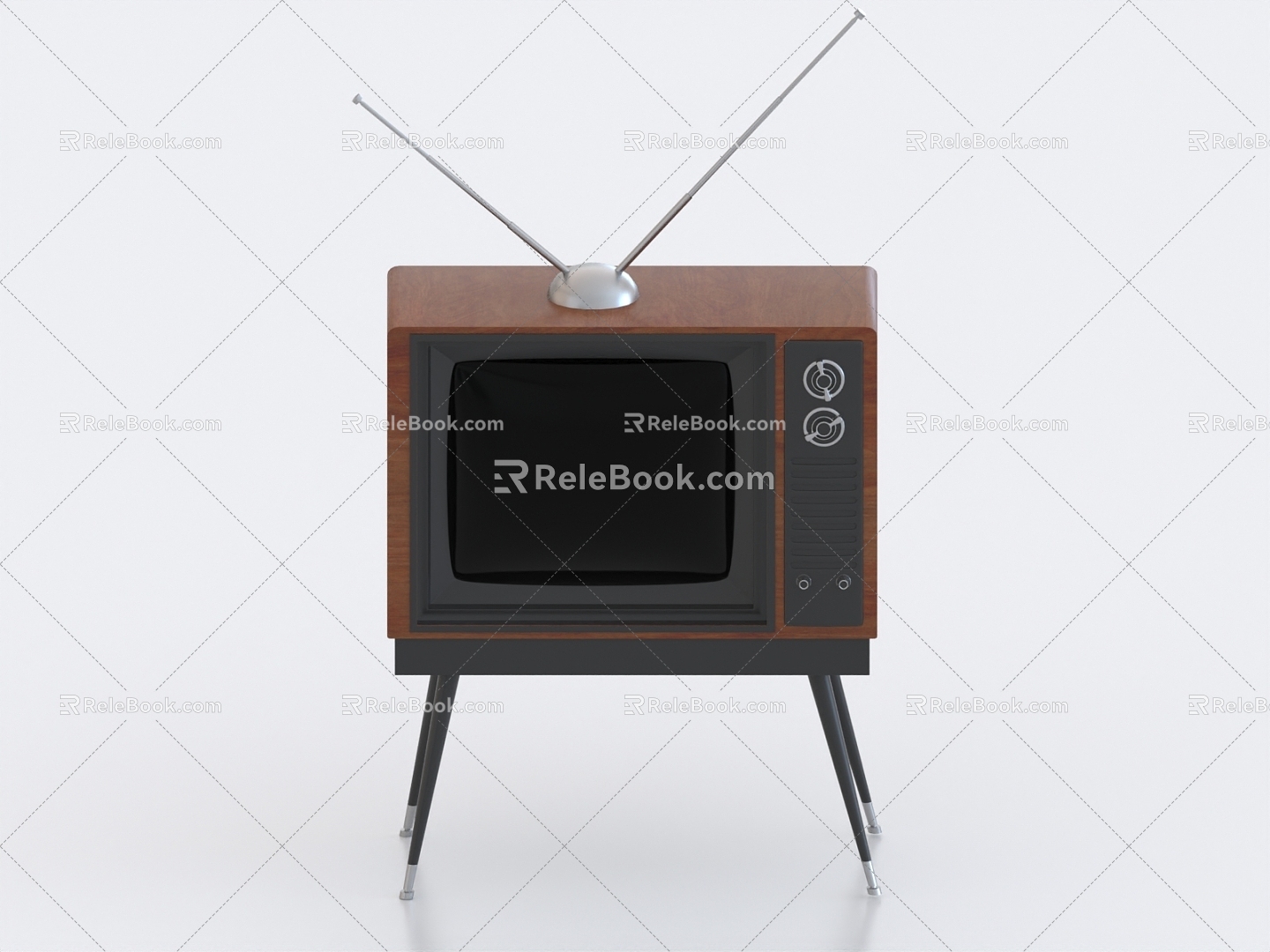 Black and White TV Retro TV 3d model