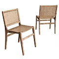 Natural Rattan Dining Chairs With Wooden Frame And Simple Design