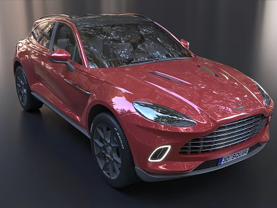 Red Aston Martin Luxury SUV With Sleek Exterior Design And LED Headlights 3d model