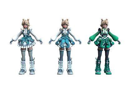 Two-dimensional beauty cartoon beautiful girl three-shading two-material cute girl kawaii girl cartoon character cartoon girl 3d model