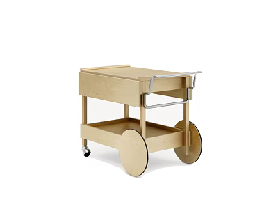 Wooden Rolling Sideboard with Two Tier Shelves Mobile Design for Kitchen Dining Room 3d model