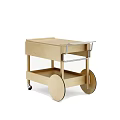 Wooden Rolling Sideboard with Two Tier Shelves Mobile Design for Kitchen Dining Room