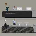 Modern Company Reception Area Bar Reception Desk 3d model