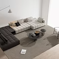 Modern Sofa And Coffee Table Combination With Floor Lamp Accent Chair And Area Rug