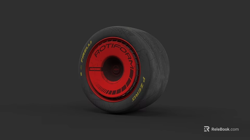 Car Wheel Design With Rotiform Red Hub And Federal Tire Details 3d model 