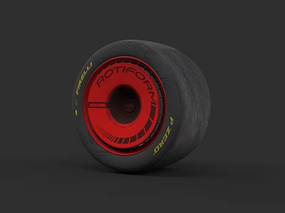 Car Wheel Design With Rotiform Red Hub And Federal Tire Details 3d model