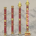 Panlong Landscape Column Square Column 3d model