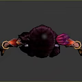 3D Fantasy Female Character With Purple Ponytail Red Purple Outfit And Decorative Wings