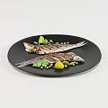 Grilled Fish Served on Black Plate with Lime Lemon Peas and Parsley