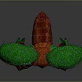 Humanoid Tree Creature With Red Trunk Body And Green Leaf Canopy Head