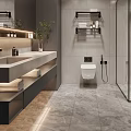 Sleek Modern Bathroom Interior Design With Glass Shower Enclosure Vanity And Marble Tiles