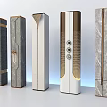 Modern Decorative Columns With Various Textures Metal Accents And Vertical Patterns 3d model