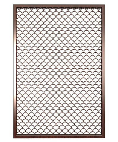 Filigree Window With Geometric Fan Shaped Pattern And Metal Frame 3d model