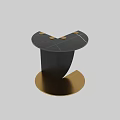 Round Marble Top Side Table with Black and Gold Curved Base Design 3d model