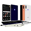Colorful Mobile Phones Front Back Views With Charger And Data Cable 3d model