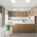 Modern Pharmacy Interior With Blue Waiting Chairs Medicine Shelves And Service Counter