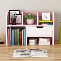 Blue Wooden Storage Cabinet with Drawer Shelves for Organizing Books Stationery Decorative Plant
