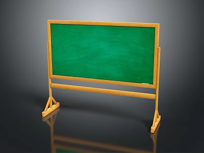 Green Chalkboard With Wooden Frame Stand Hanging Decoration For Classroom Use 3d model