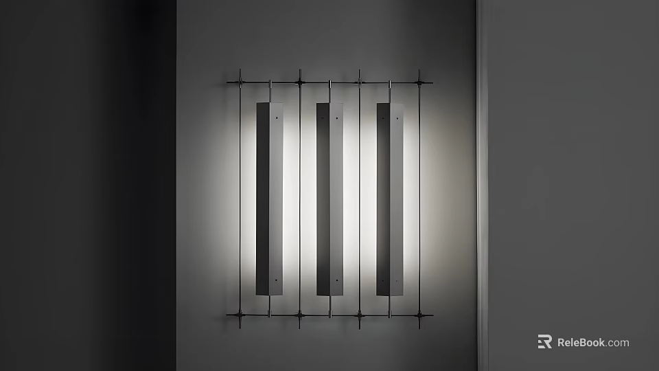 Modern Wall Sconce Design With Vertical Metal Bars And Illuminated Stripes On Wall 3d model 