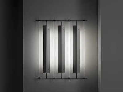 Modern Wall Sconce Design With Vertical Metal Bars And Illuminated Stripes On Wall 3d model